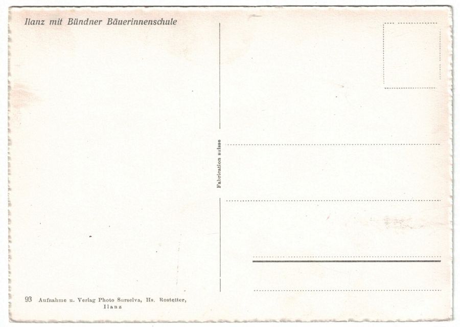 Cartoline postali: Ilanz mit Bündner Bäuerinnenschule, um 1950 – Usato da Frauenfeld venduto da POML 1