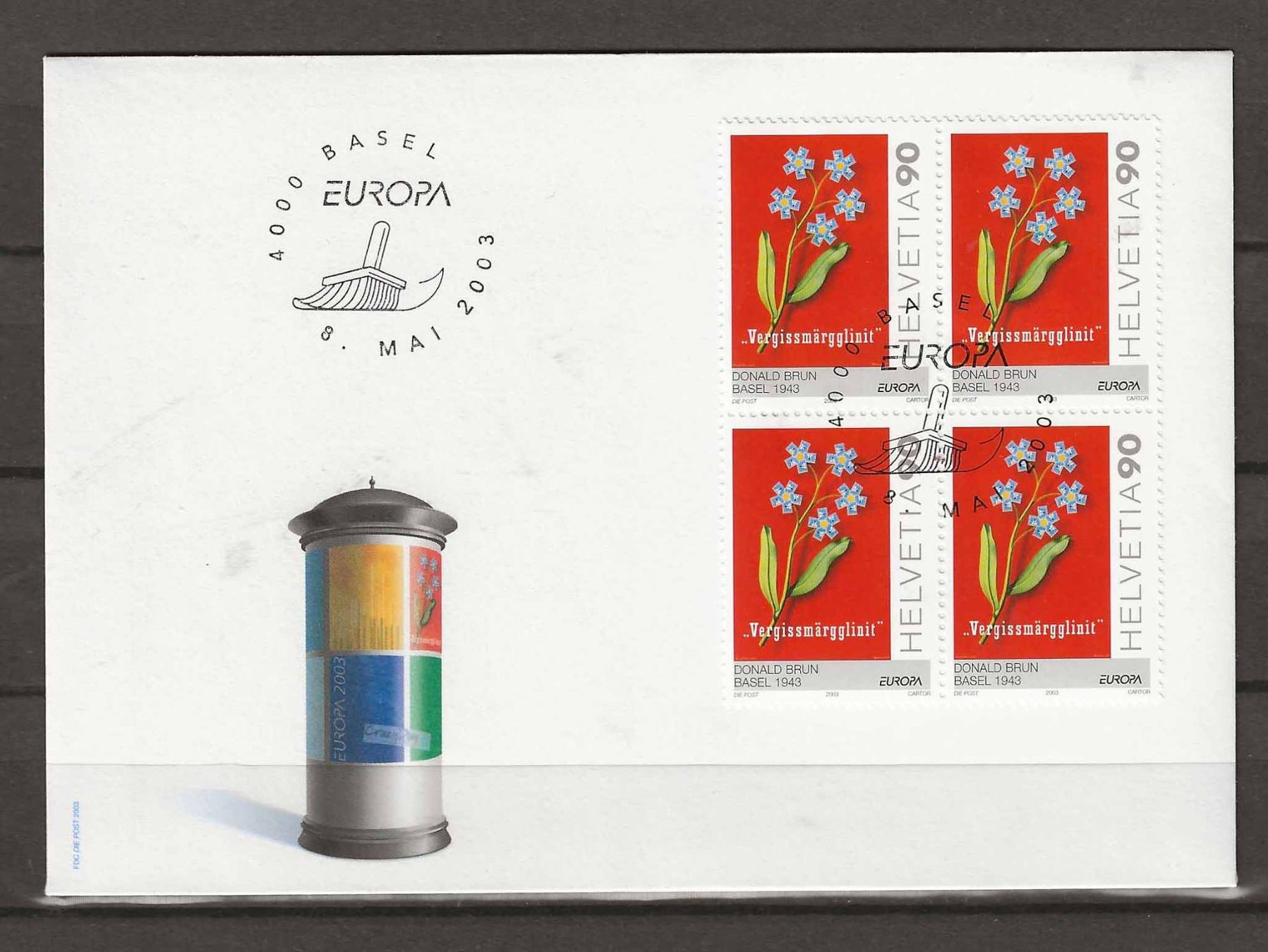 Alle Briefmarken: F1093 - FDC Europa  2003 bloc de quatre – Gebraucht aus Trélex von Phil_Albert