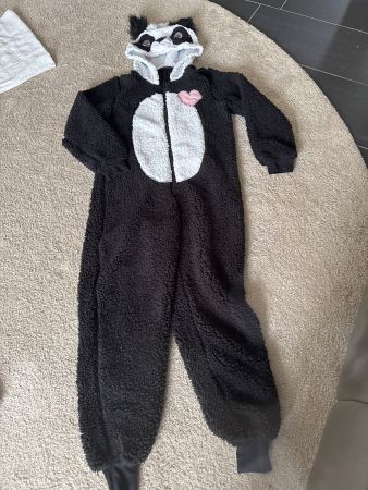 Panda Jumpsuit Plüsch schwarz weiss Gr M