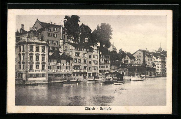 Cartoline postali: AK Zürich, Schipfe mit Booten, 1916 – Usato da Berlin venduto da bartko-reher