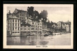 AK Zürich, Schipfe mit Booten, 1916