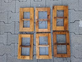 antike Holzrahmen mit Glas 18.5 x 30 cm