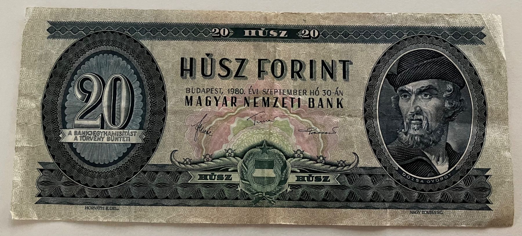 Banconote: Ungarn 20 Forint 1980 – Usato da Algetshausen venduto da Carrhard