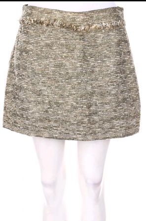 ZARA Minirock mit Metallic-Effekt mit Fransen (EUR M)