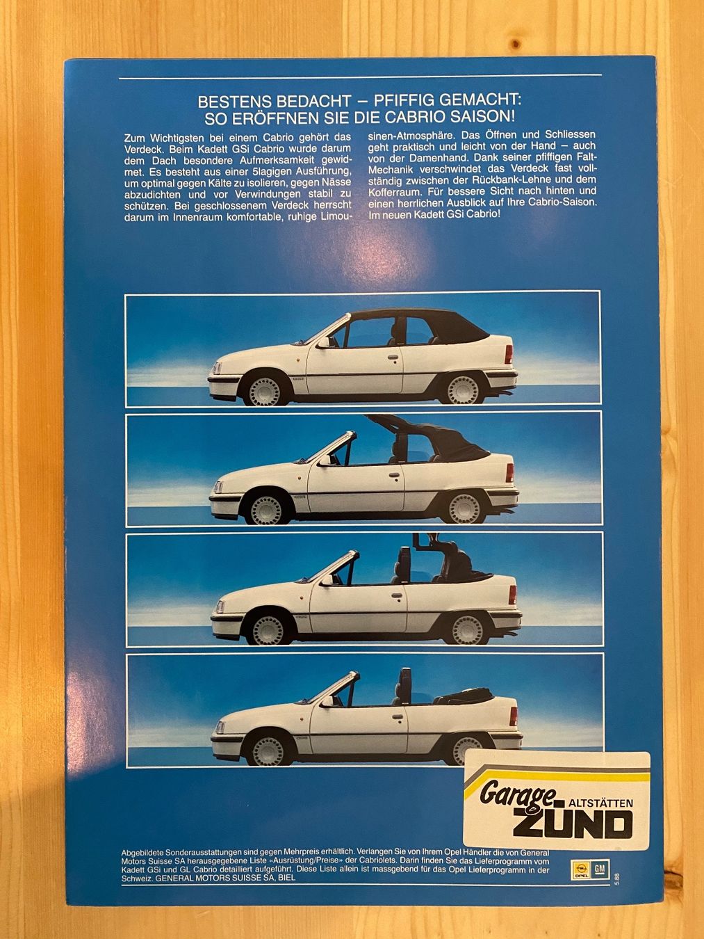 Opel Dokumente: Opel Kadett GSi Cabrio 1988 Prospekt – Gebraucht aus Herisau von Fissore 1