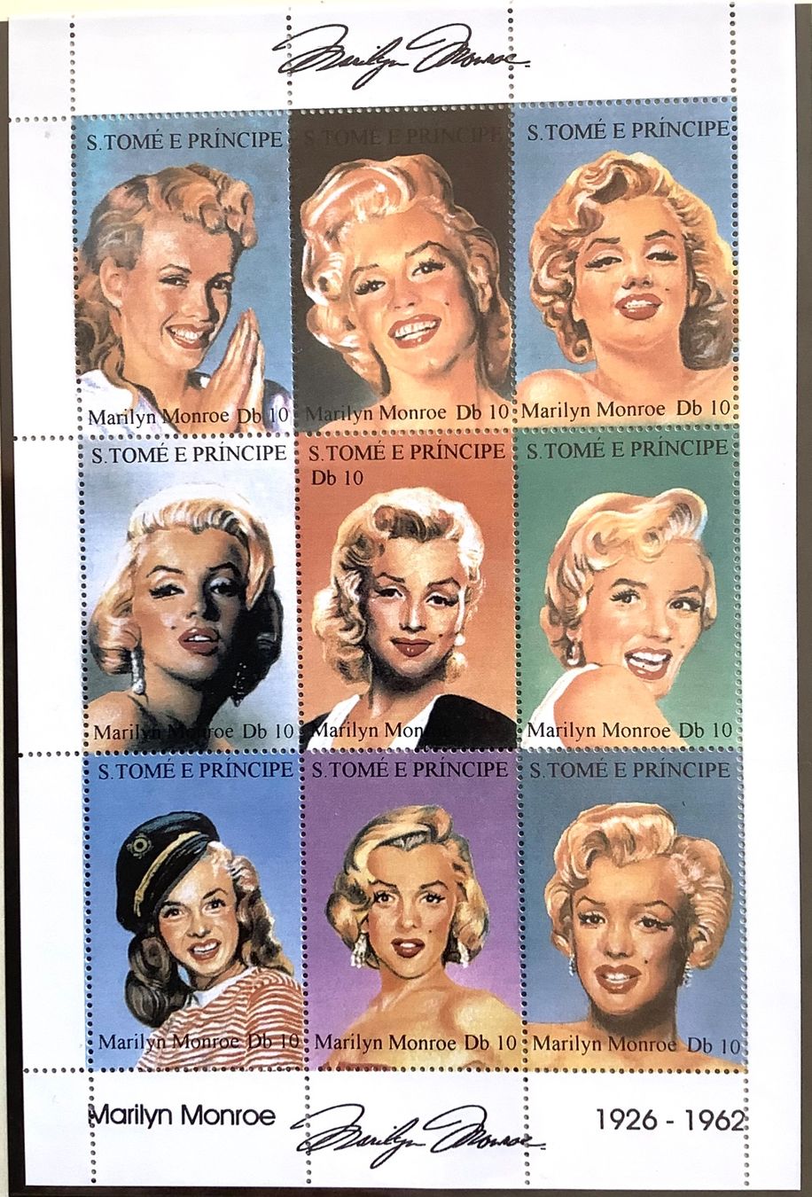 Tutti i francobolli: 1995 - S.Tomè e Principè   Bogen  ** Marilyn Monroe – Nuovo (secondo la descrizione) da Liestal venduto da Skunk02
