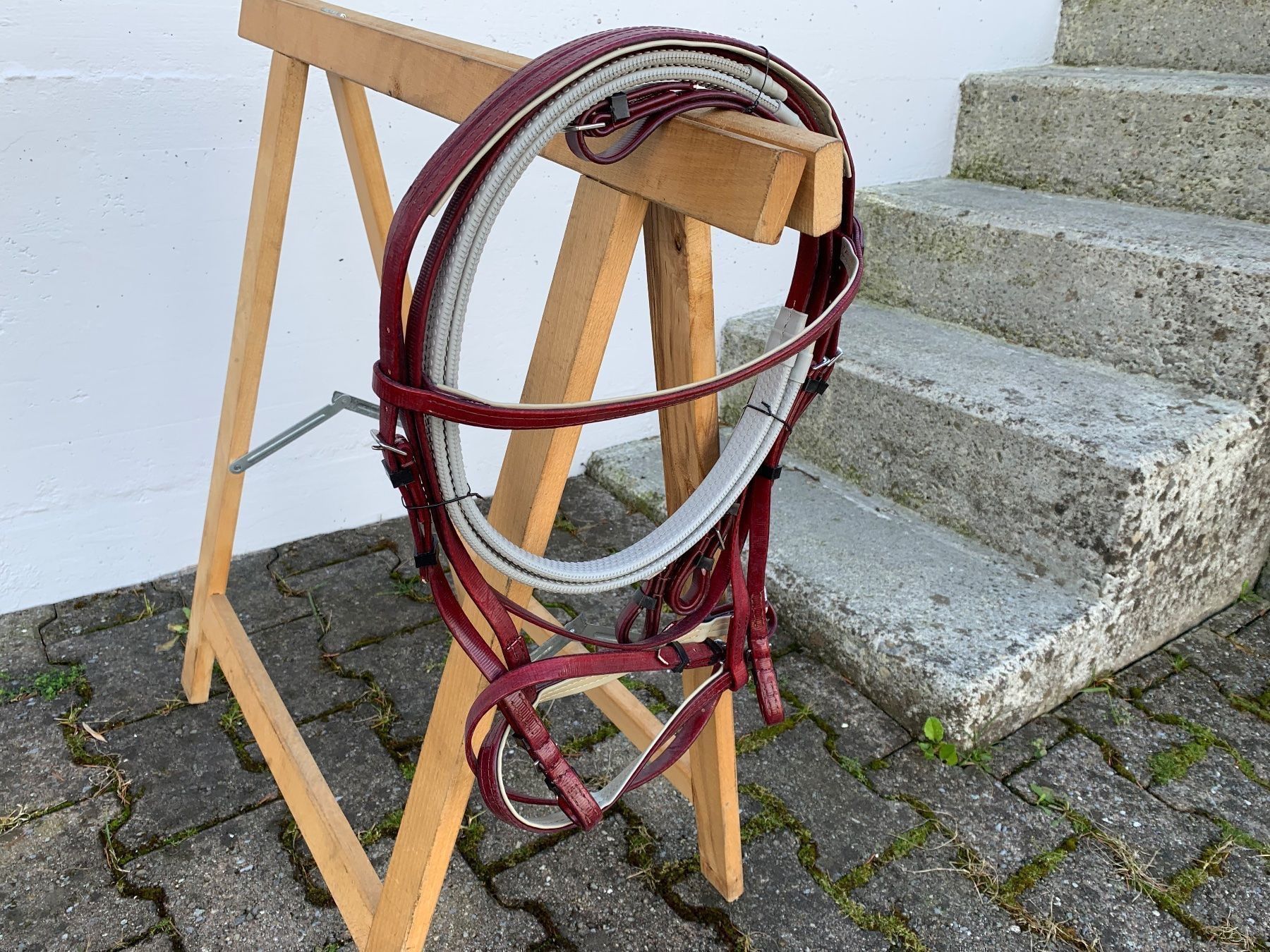 Selle & Accessori: schöner bordeauxroter Reitzaum – Usato da Feldbach venduto da Fea1 9