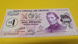 Uruguay 1000 Pesos Geldschein, Banknote, Selten! Top!