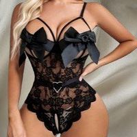 🔥🎀 Sexy Schwarzer Bodysuit mit Schleifen 🖤💫