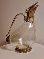 Vintage Glas Karaffe mit Metallmontur versilbert