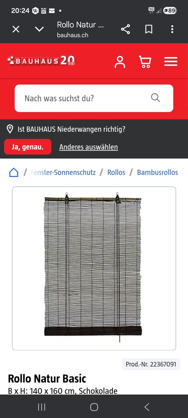 Markisen: Bambusrollo Schokobraun 140x160cm – Neu und originalverpackt aus Hendschiken von MikeMu