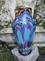 Vase blau lila gemustert Keramik guter Zustand