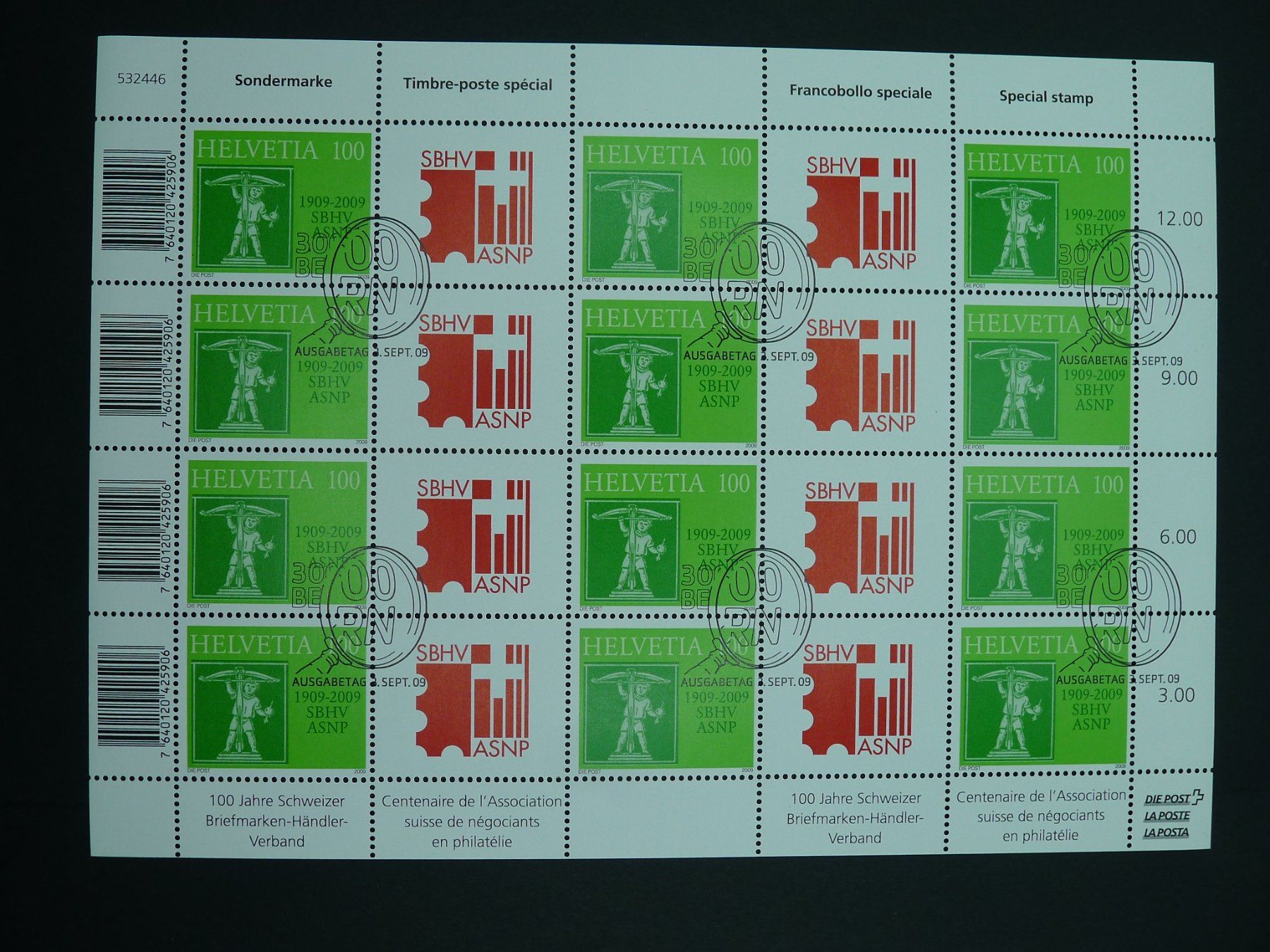 Tutti i francobolli: 2009 Nr. OS1327 Kleinbogen mit ET- Stempel – Usato da Dagmersellen venduto da wyss1982