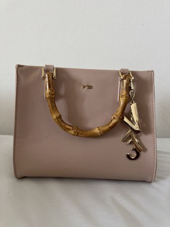 Borsa V°73 Venezia Beige Pelle Manici Bambù Usata
