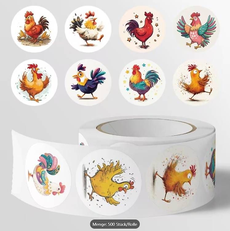 Sticker: 500 Stück Rolle Hahn-Sticker – Nuovo e nell'imballaggio originale da Gerlafingen venduto da Tsuru 1