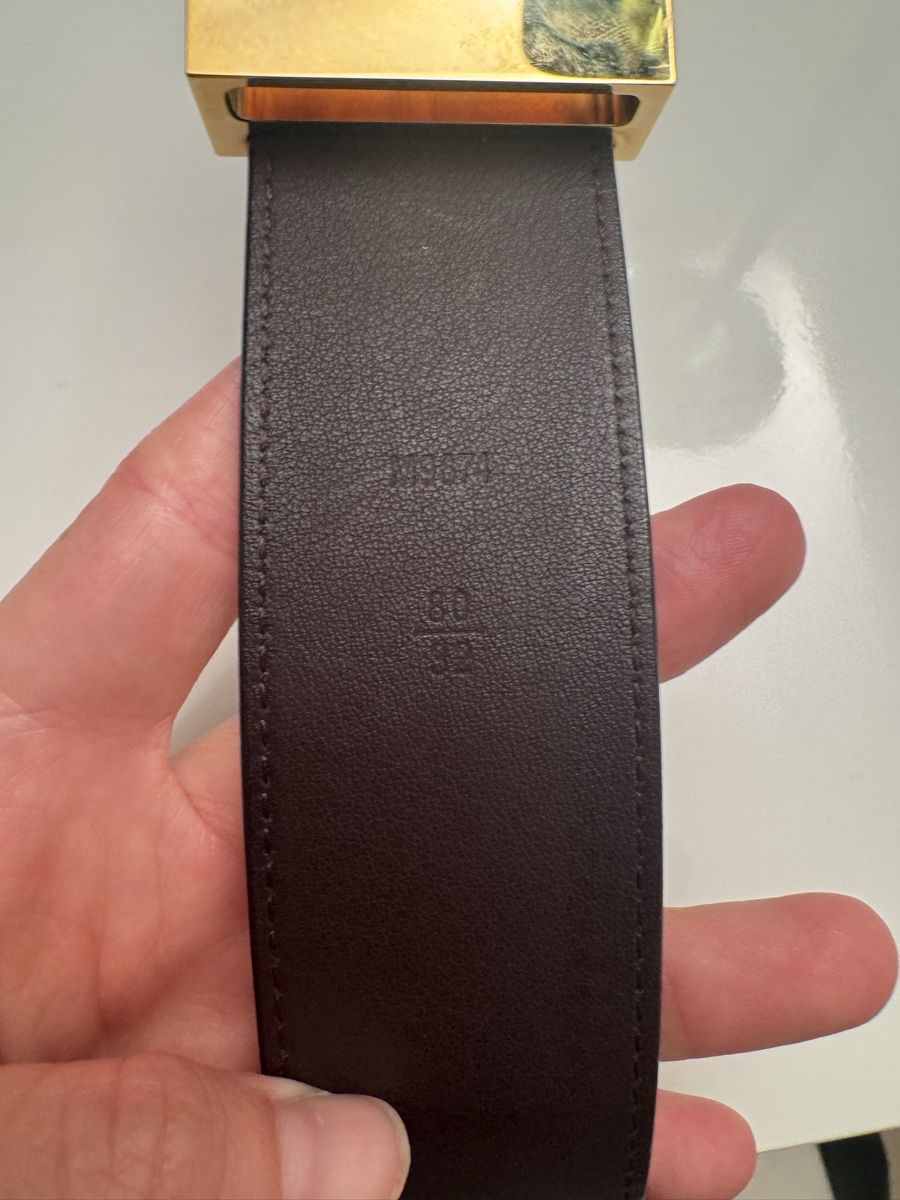 Louis Vuitton Cinture: LV Gürtel mit goldenem Monogramm-Verschluss – Usato da Othmarsingen venduto da Paucaverba 1