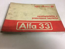 ALFA ROMEO ALFA 33 CARATTERISTICHE E PRESCRIZIONI TECNICHE