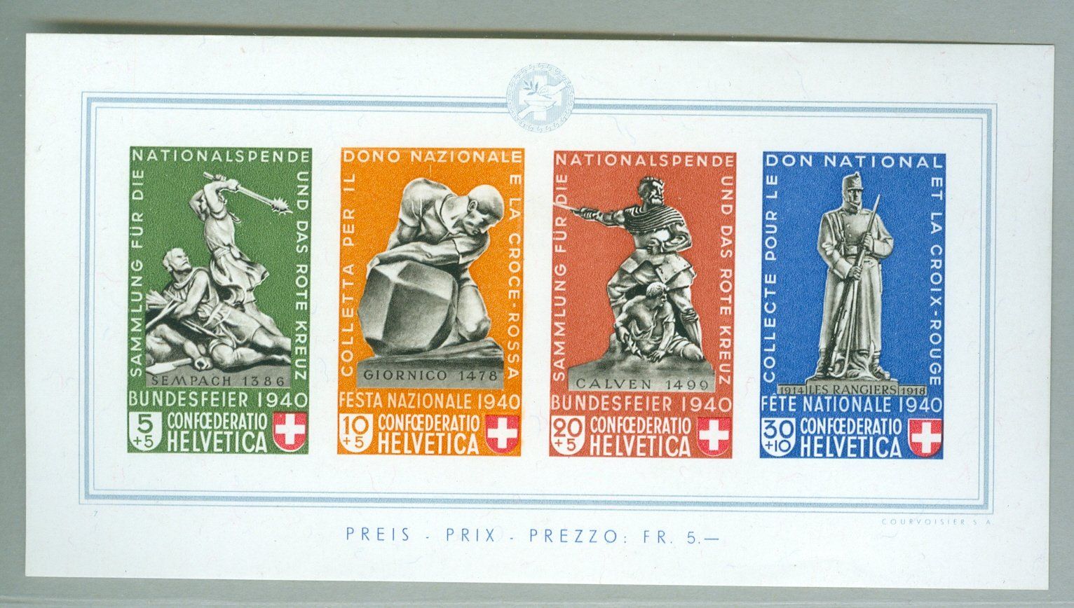 Tutti i francobolli: 1940 Schweiz Pro Patria – Usato da Zürich venduto da yago-rot