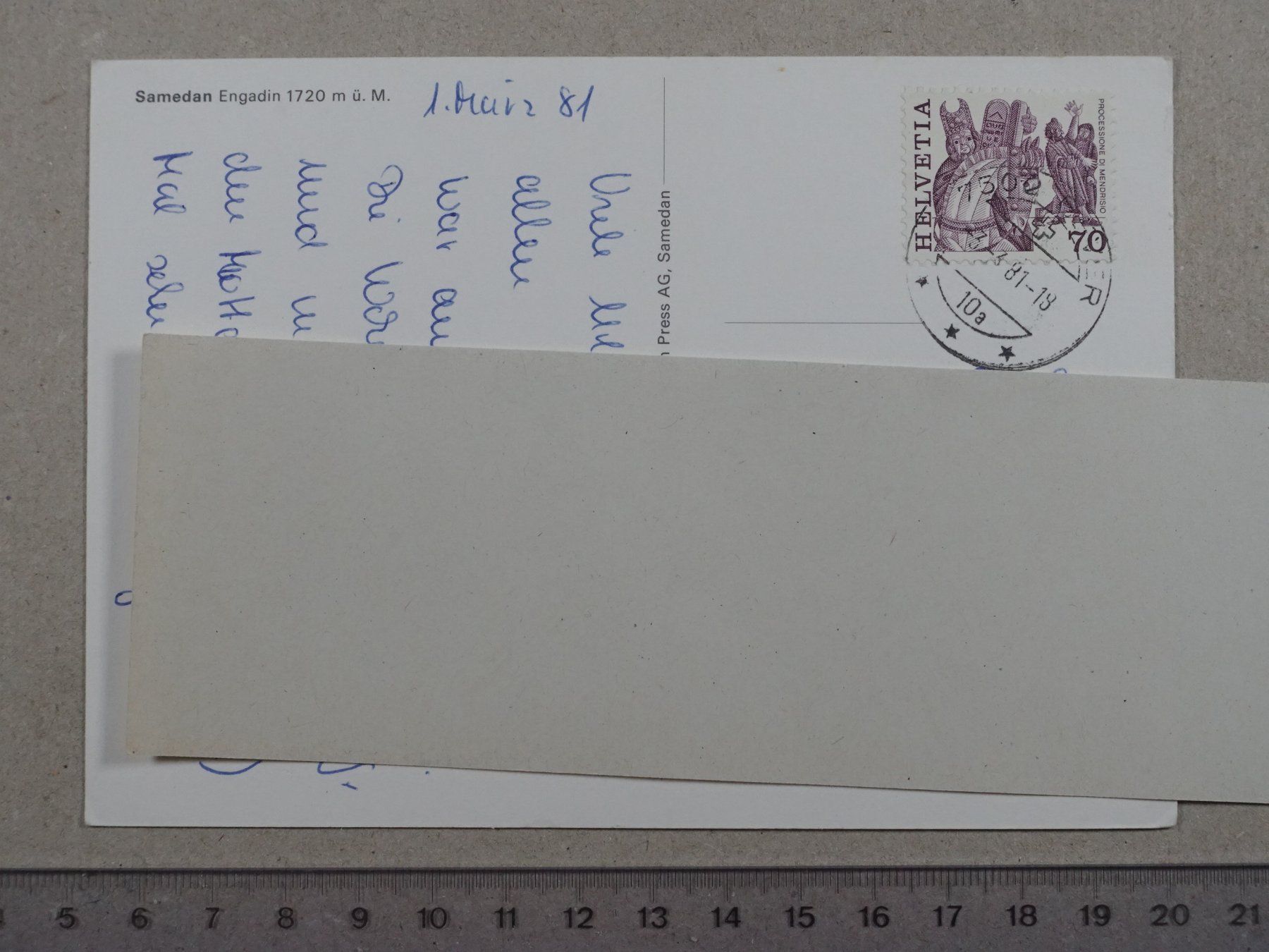 Cartoline postali: Samedan, 1981 – Usato da Lenzburg venduto da fh1 1
