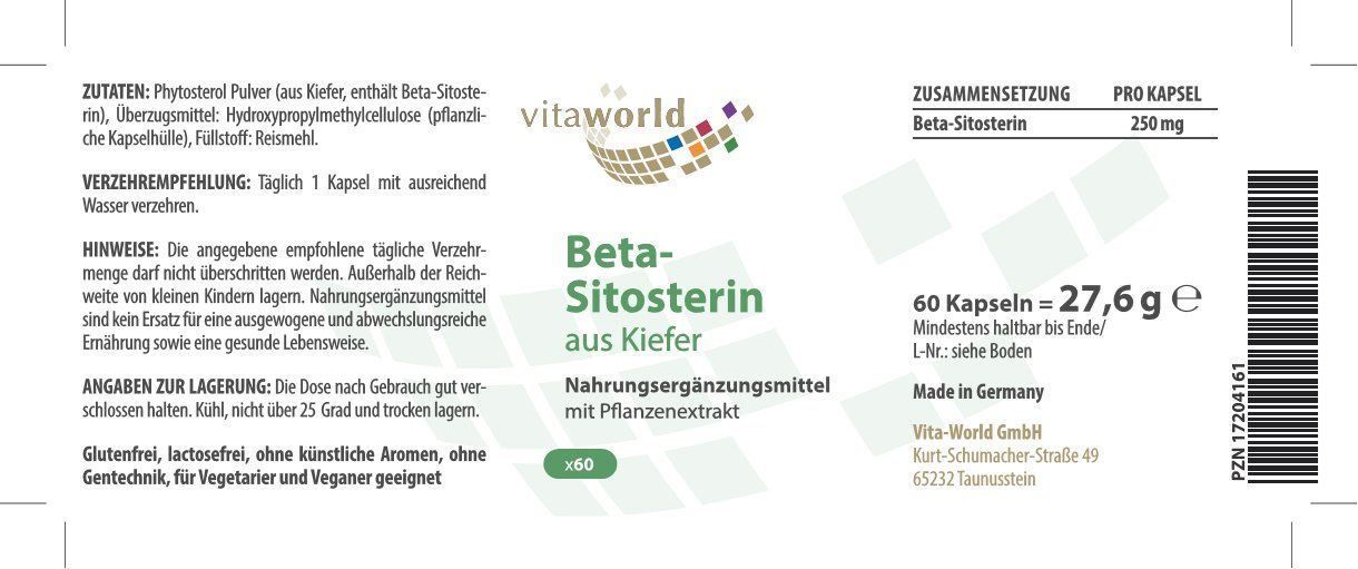 Alimentazione, Vitamine & Minerali: Beta-Sitosterin 60Kaps Hochdosiert Vegan – Nuovo e nell'imballaggio originale da Tiefenbach venduto da nhp-bedarf 1