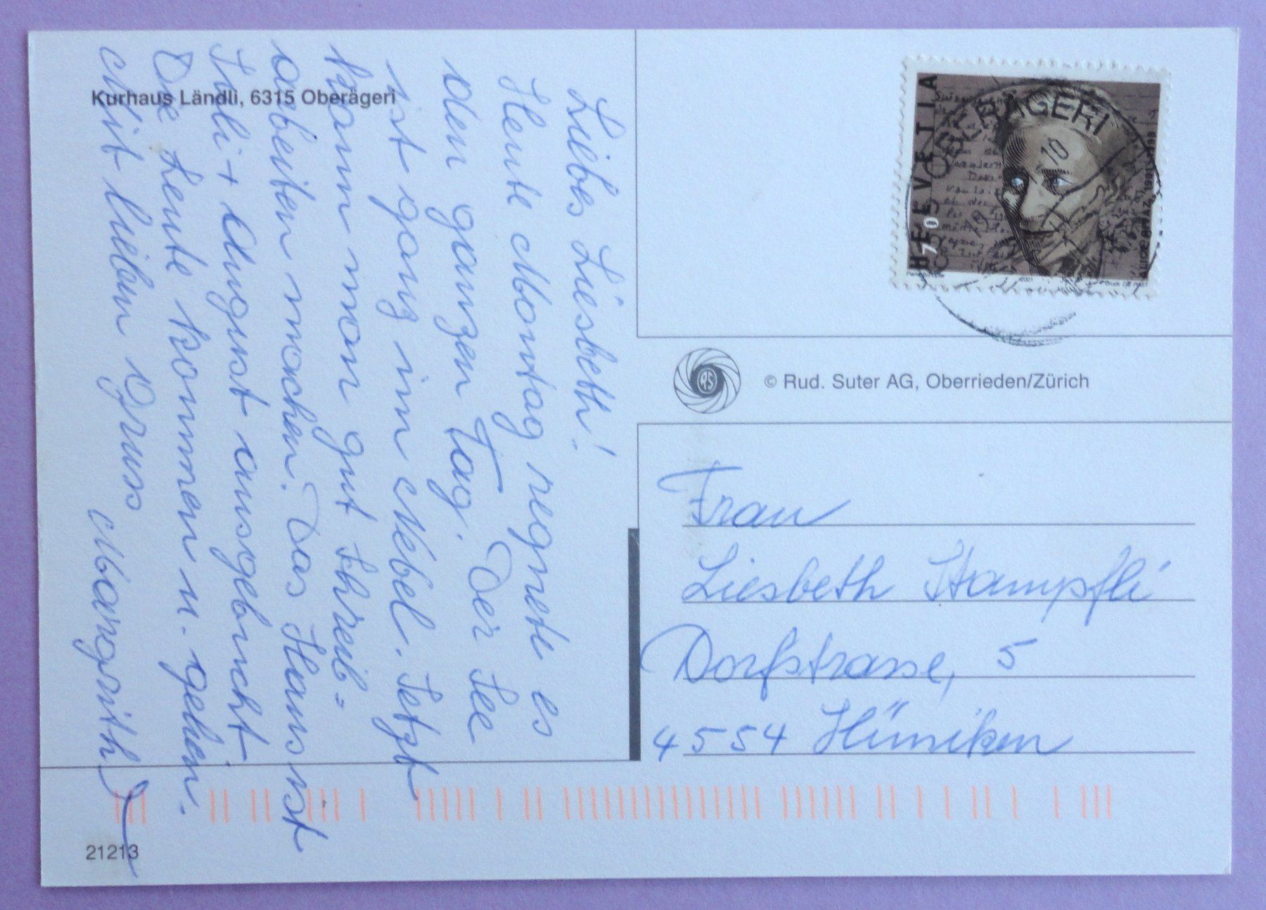 Cartoline postali: Kurhaus Ländli, Oberägeri – Usato da Fétigny venduto da Billy2miny 1