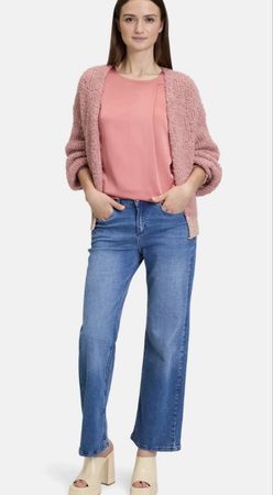 Cartoon Strickjacke rosa, gold Gr 38