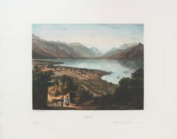Vevey altkolorierter  Stahlstich von Riegel selten