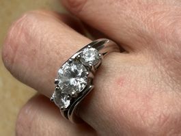 Silberring 925 mit Zirkonia, Gr. 60, Top Zustand!