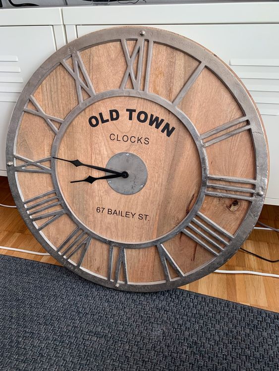 Wanduhr aus Holz und Eisen, Old Town 67 Bailey St, 60cm61cm Kaufen auf Ricardo