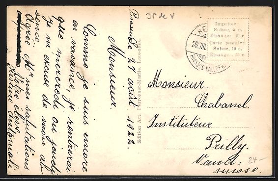 Ansichtskarten: AK Le Brassus, Vue generale, 1922 – Gebraucht aus Berlin von bartko-reher 1