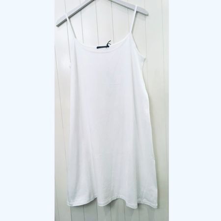 GWhite kurzes Träger Kleid weiss 100 % BW Jersey Gr 42