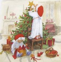 Serviette kinder schmücken den weihnachtsbaum (w341) 3Stk.