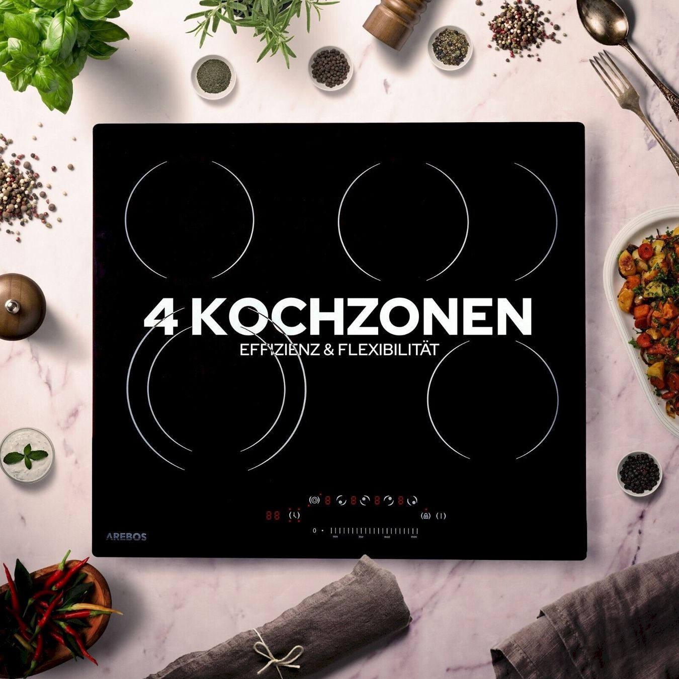 Cucine: Arebos AR-HE-GK4NW Glaskeramikkochfeld – Nuovo e nell'imballaggio originale da Bottighofen venduto da zaap 3