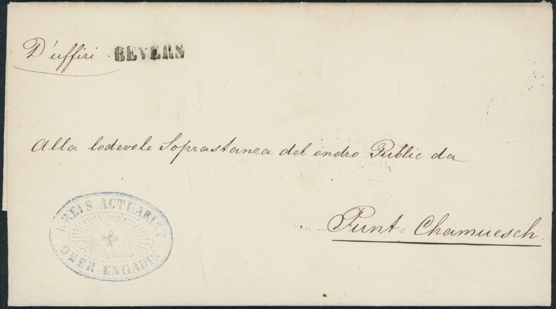 Alle Briefmarken: GR Bevers - Stabstempel - Brief – Gebraucht aus Schindellegi von leecollect