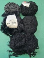 5 Knäuel div. Schwarze Effekt Wolle Total ca.195gr