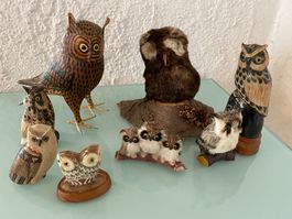 Eulen Figuren 9 Stk.Deko Rarität Vintage 🦉🦉🦉