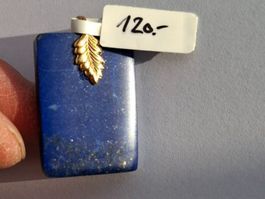 Lapis Lazuli Neuer Anhänger vergoldete Oese CH Handmade