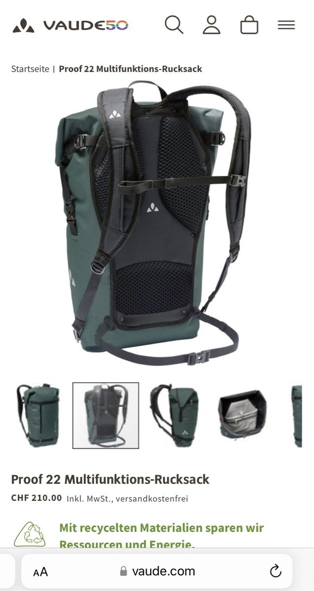 Vaude Zaini: Vaude Multifunktions-Rucksack 22L – Nuovo (secondo la descrizione) da Luzern venduto da Sve_958r 1
