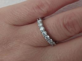 Ring 925 Silber mit Moissanit Diamant-Ersatz, Gr. 54.5 (Neu)
