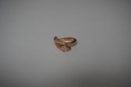 Schlange Ring mit Zirkonia, Grösse , rosé-g oldfarbig 