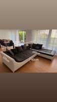 Ecksofa gross dunkelgrau weiss gebraucht