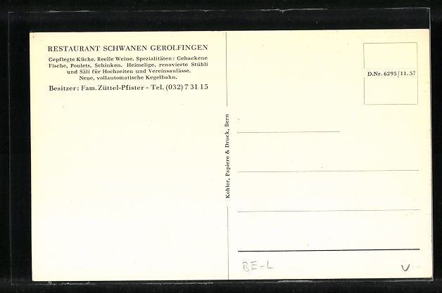 Cartoline postali: Gerolfingen, Restaurant Schwanen Fam. Z – Usato da Berlin venduto da bartko-reher 1