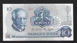 Norway  10  Kroner  1977  Bankfrisch