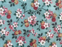 1.50 m Stoff Baumwolle Indiennes Apfelblüten VINTAGE 1930s