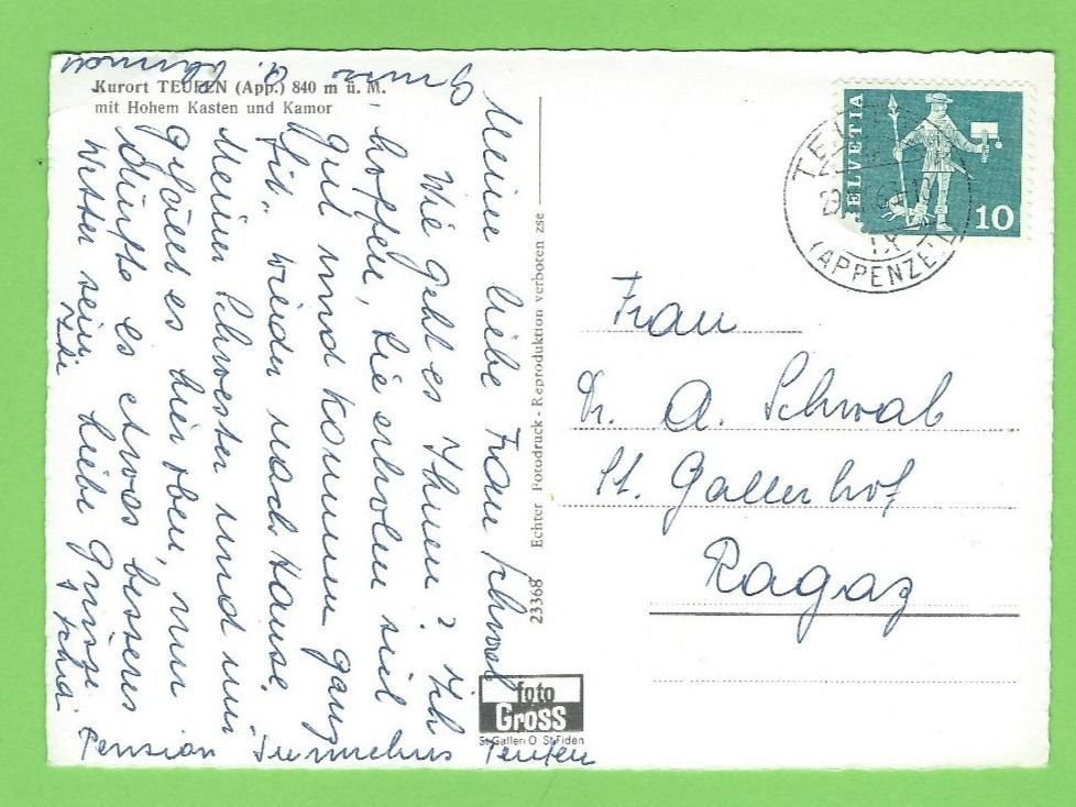 Cartoline postali: Teufen (App.) – Usato da Zürich venduto da t24_de 1