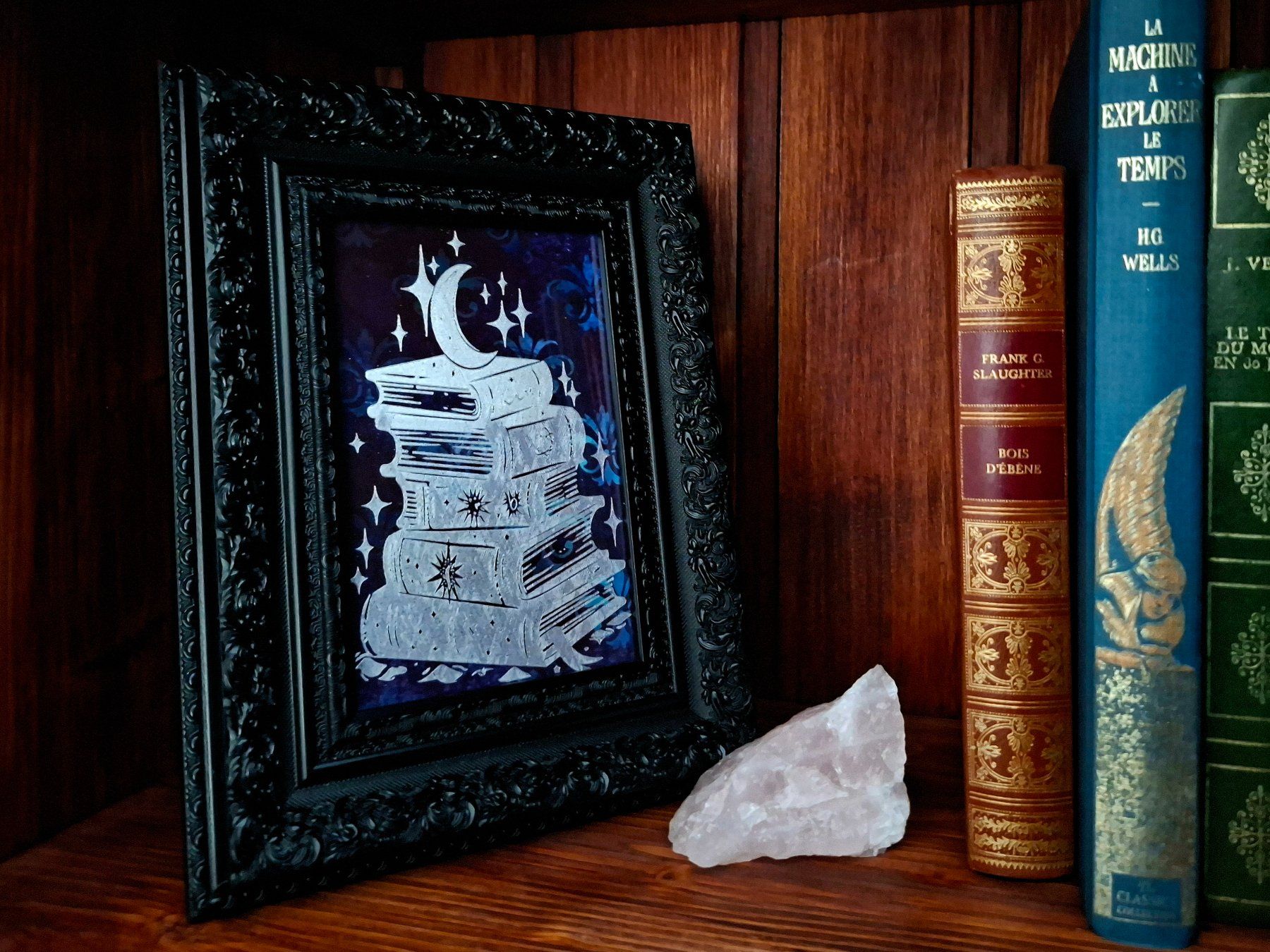 Alle Dekorationen: Plaque métal "Moon & Books", fait main, bleue – Gebraucht aus Troinex von adelineac