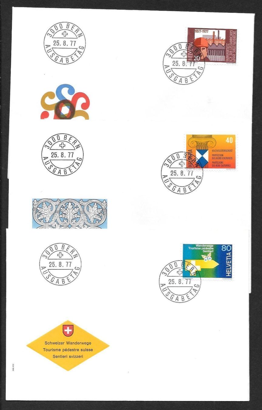 Tutti i francobolli: 3 FDC 591-593 Serie Einzelmarken ET 25.8.1977 – Nuovo (secondo la descrizione) da Olten venduto da clotaldi