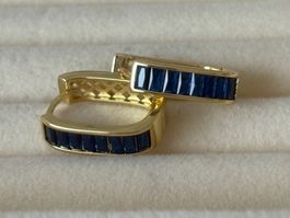Luxus Elegante Ohrstecker Ohrschmuck  Farbe:Gold  Blau