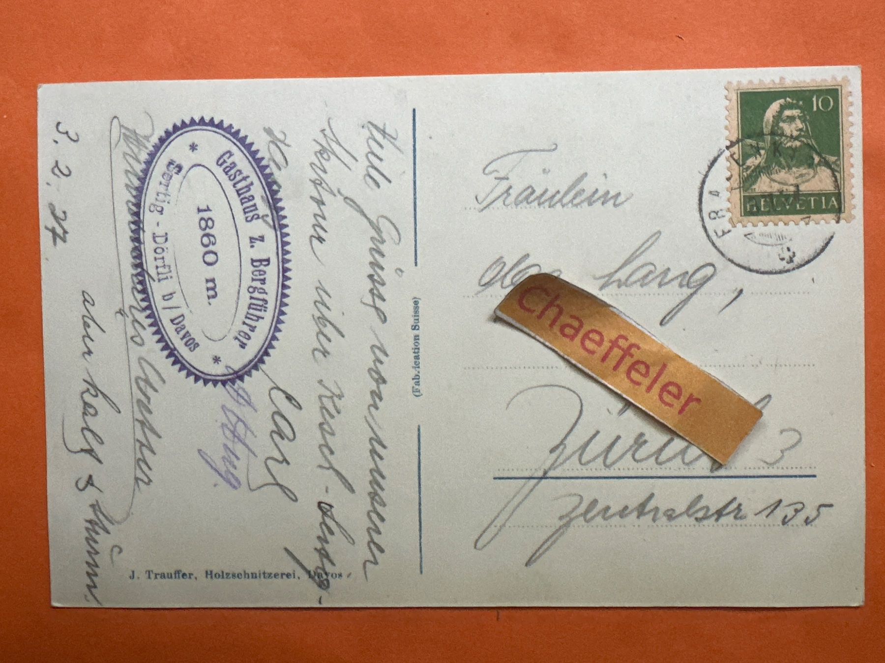 Cartoline postali: 1927 Sadisgrat mit Piz Kesch – Usato da Zürich venduto da Chaeffeler 1