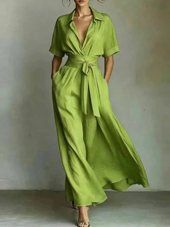 robe très longue d'été couleur pomme L pour femme